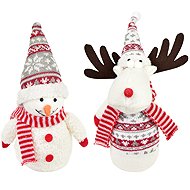 DOMMIO Snowman and reindeer figures with scarf 28 cm, 2 pcs - Christmas Decoration