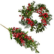 BerryHome Wreath and branch decorated with blueberries and elderberries, O 30, length 70 cm - Wreath