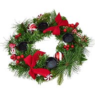 DOMMIO Advent wreath with red bow and candy decorations, O 30 cm - Wreath