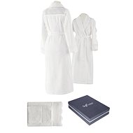 Soft Cotton Queen bathrobe gift set with towel and bath towel, cream, M - Bathrobe