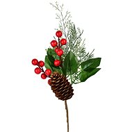 DOMMIO Twig with elderberry and pine cone 25 cm - Decoration