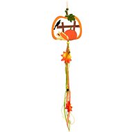 Dommio Hanging wooden pumpkin with bird 55 cm - Decoration