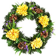 DOMMIO Autumn wreath with yellow chrysanthemums, 35 cm - Wreath