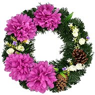DOMMIO Autumn wreath with purple chrysanthemums, 30 cm - Wreath