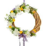 DOMMIO Easter decoration - Wicker wreath with white azalea - Wreath