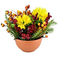 DOMMIO Autumn bowl with yellow chrysanthemums 25 × 25 cm - Decoration