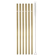 G21 BeEco Classic 6 pcs, metal, gold, straight + cleaning brush - Straw