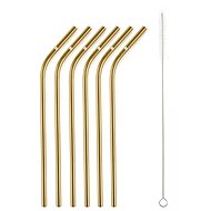 G21 BeEco Party 6 pcs, metal, gold, curved + cleaning brush - Straw