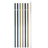 G21 BeEco Classic 6 pcs, metal, mix of colours, straight + cleaning brush - Straw