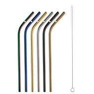 G21 BeEco Party 6 pcs, metal, mixed colours, curved + cleaning brush - Straw