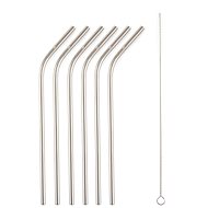 G21 BeEco Party 6 pcs, metal, silver, curved + cleaning brush - Straw