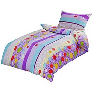 TEXTILOMANIA Cotton crib sheet Colored stripes with apples purple - Bed Linen