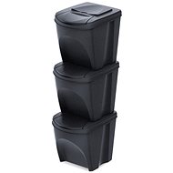 Prosperplast Set of 3 waste bins SORTIBOX ECO WOOD anthracite, volume 3×25 l - Rubbish Bin