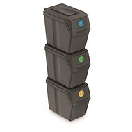 Prosperplast Set of 3 waste bins SORTIBOX I grey stone, volume 3×20 l - Rubbish Bin