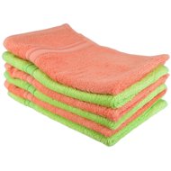 DOMMIO Bamboo hand towel set 6 pcs 30 × 50 cm, salmon/green - Towel Set