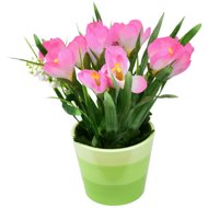 DOMMIO Crocus pink in ceramic pot 27 × 25 cm - Artificial Flower