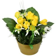 DOMMIO Bowl with yellow crocuses 23 × 25 cm - Artificial Flower
