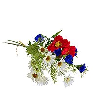 BerryHome White Daisy bouquet with poppy 70 cm - Artificial Flower