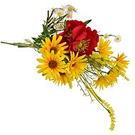 BerryHome Bouquet of yellow daisies with poppy and chamomile 70 cm - Artificial Flower