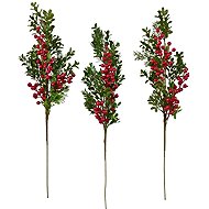DOMMIO Branch decorated with blueberries and elderberries 70 cm, set of 3 - Artificial Flower