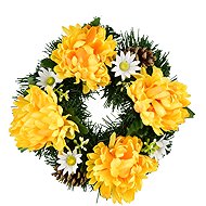 DOMMIO Autumn wreath with yellow chrysanthemums, diameter 20 cm - Wreath