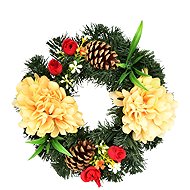 DOMMIO Autumn wreath with chrysanthemums, diameter 20 cm, light orange - Wreath