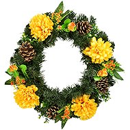 DOMMIO Autumn wreath with chrysanthemums, diameter 35 cm, yellow - Wreath