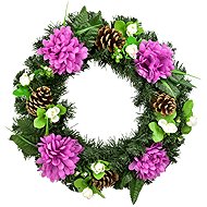 DOMMIO Autumn wreath with chrysanthemums, diameter 35 cm, purple - Wreath