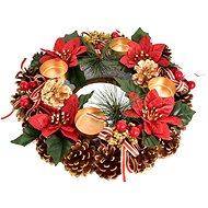 DOMMIO Christmas candle holder - pine cone with ponsettias, 8 × 30 cm - Wreath
