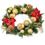 DOMMIO Christmas candle holder - gold with ponsetia, 33 cm - Wreath