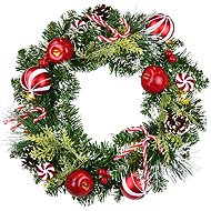 DOMMIO Christmas wreath - snowy with red balls 10 × LED, 40 cm - Wreath