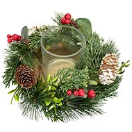 DOMMIO Christmas candle holder - with eucalyptus, 8 × 20 cm - Christmas Candlestick