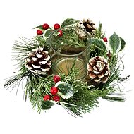DOMMIO Christmas candle holder - with holly, 8 × 20 cm - Christmas Candlestick