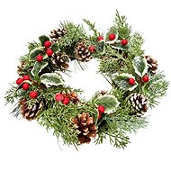 DOMMIO Christmas wreath - pine cone with holly, 26 cm - Wreath
