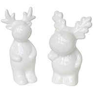 DOMMIO Ceramic white reindeer, 11 cm and 13 cm, set of 2 - Christmas Decoration