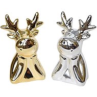 DOMMIO Ceramic reindeer, gold and silver, 11 cm, set of 2 - Christmas Decoration
