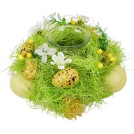 DOMMIO Spring candle holder with eggs and decoration diameter 17 cm - Wreath