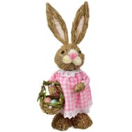 DOMMIO Easter decoration - Straw rabbit with cupcake, 33 × 13 cm - Easter Decoration