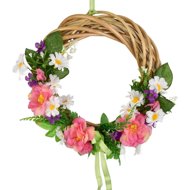 DOMMIO Wicker wreath with pink camellia diameter 25 cm - Wreath