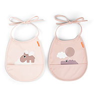 DONE BY DEER Tiny Happy clouds pocket bibs, pink, 2 pcs - Bib