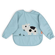 DONE BY DEER Tiny Farm sleeved bib with pocket, blue - Bib