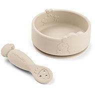 DONE BY DEER Stick&Stay Sheepy training tableware set, sand - Children's Dining Set