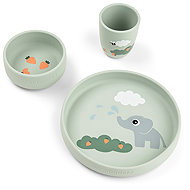 DONE BY DEER Stick&Stay Elphee tableware set, green - Children's Dining Set