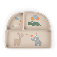 DONE BY DEER Stick&Stay Celebration suction split plate, sand - Children's Plate