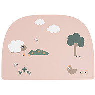 Done by Deer ‘Tiny Farm’ silicone placemat, pink - Placemat