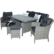 DOPPLER Garden furniture set 1 table + 3 seater bench + 2 armchairs + 2 stools DAVOS - Garden Furniture