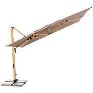 DOPPLER Garden Parasol ALU WOOD XL 4 × 3m, 846, Greige - Sun Umbrella