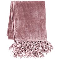 Tiseco Microplush blanket 130 × 170 cm, dark old pink, with tassels - Blanket