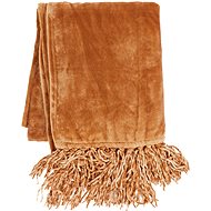 Tiseco Microplush blanket 130 × 170 cm, peach, with tassels - Blanket