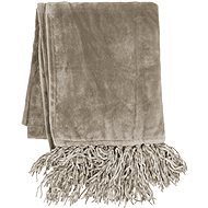 Tiseco Microplush blanket 130 × 170 cm, grey-beige light, with tassels - Blanket
